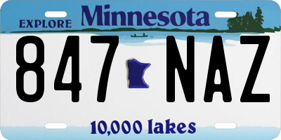MN license plate 847NAZ