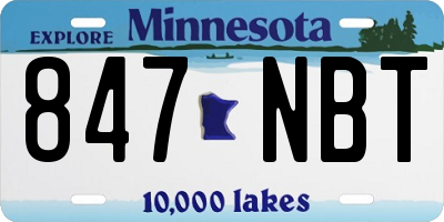 MN license plate 847NBT