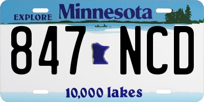 MN license plate 847NCD