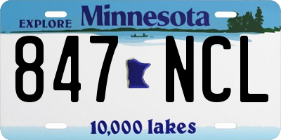 MN license plate 847NCL