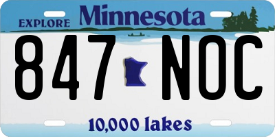 MN license plate 847NOC