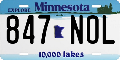 MN license plate 847NOL