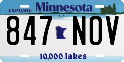 MN license plate 847NOV