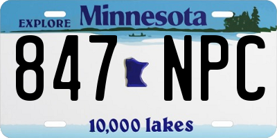 MN license plate 847NPC