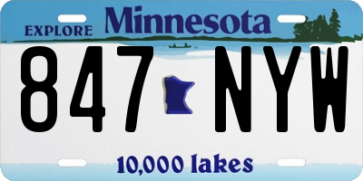 MN license plate 847NYW