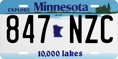 MN license plate 847NZC