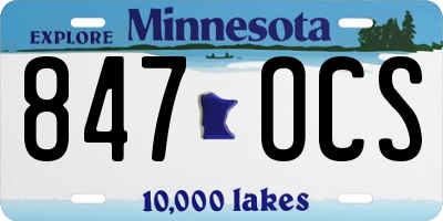 MN license plate 847OCS
