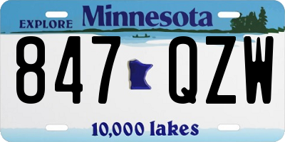 MN license plate 847QZW