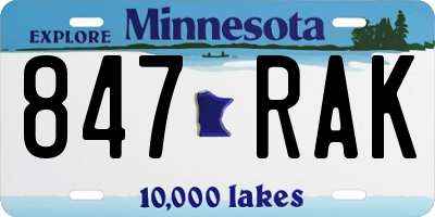 MN license plate 847RAK