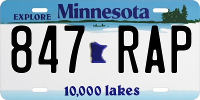 MN license plate 847RAP