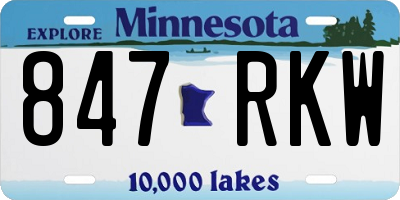 MN license plate 847RKW