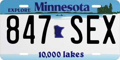 MN license plate 847SEX