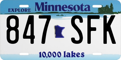 MN license plate 847SFK