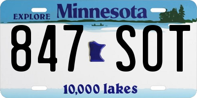 MN license plate 847SOT