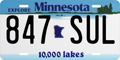 MN license plate 847SUL