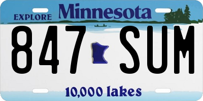 MN license plate 847SUM