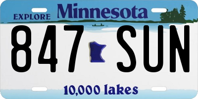MN license plate 847SUN