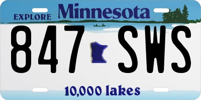 MN license plate 847SWS