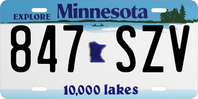 MN license plate 847SZV