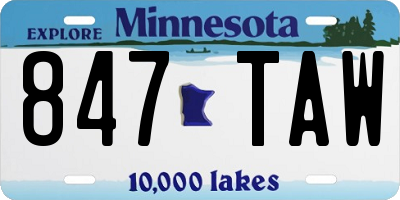 MN license plate 847TAW