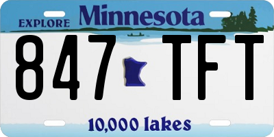 MN license plate 847TFT