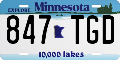 MN license plate 847TGD