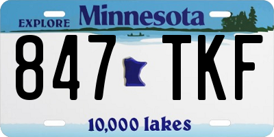 MN license plate 847TKF