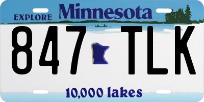 MN license plate 847TLK
