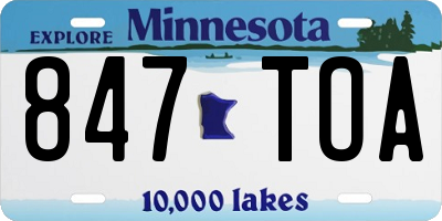 MN license plate 847TOA