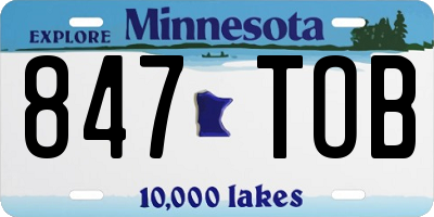 MN license plate 847TOB