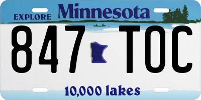 MN license plate 847TOC