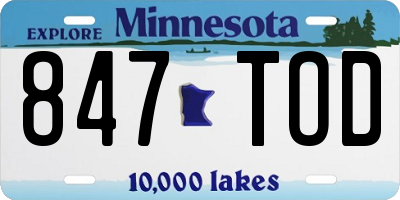 MN license plate 847TOD