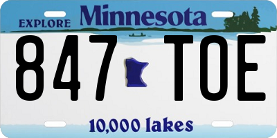 MN license plate 847TOE