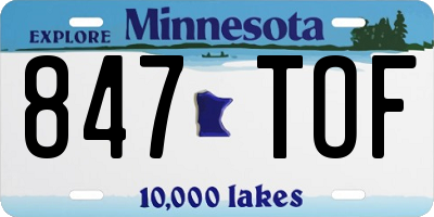 MN license plate 847TOF