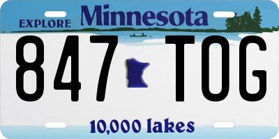 MN license plate 847TOG