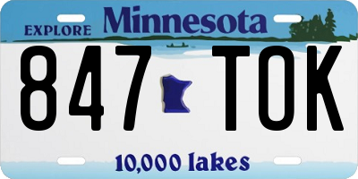 MN license plate 847TOK