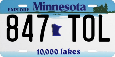 MN license plate 847TOL