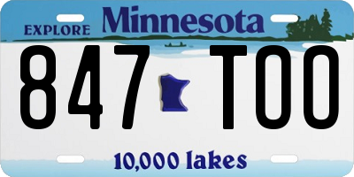 MN license plate 847TOO