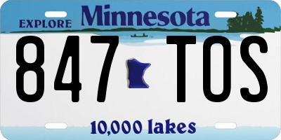MN license plate 847TOS