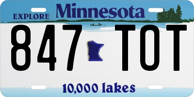 MN license plate 847TOT