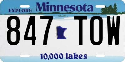 MN license plate 847TOW