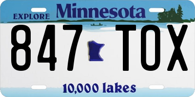 MN license plate 847TOX