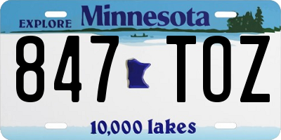 MN license plate 847TOZ