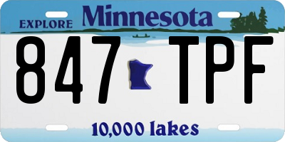 MN license plate 847TPF
