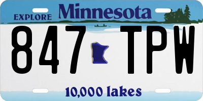 MN license plate 847TPW