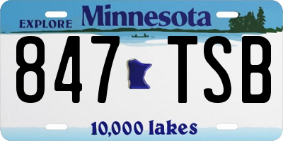 MN license plate 847TSB