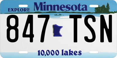 MN license plate 847TSN