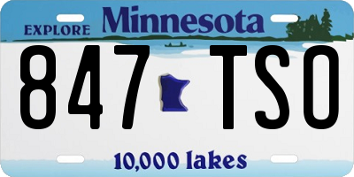 MN license plate 847TSO