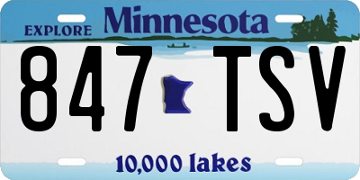 MN license plate 847TSV