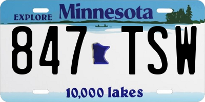 MN license plate 847TSW